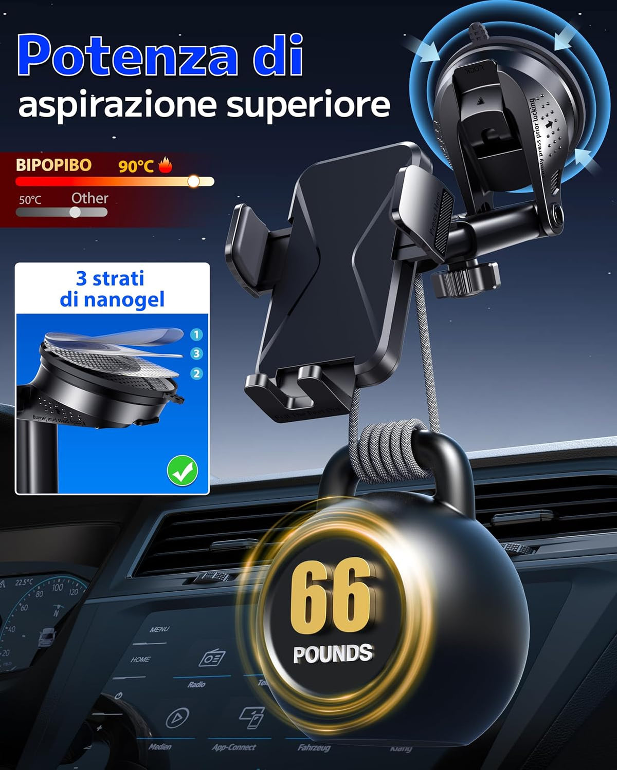 Car Phone Holder Car Universal Mobile Phone Holder 360° Rotatable Car Mobile Phone Holder Dashboard Windshield Air Vent Phone Holder Car for Iphone Android