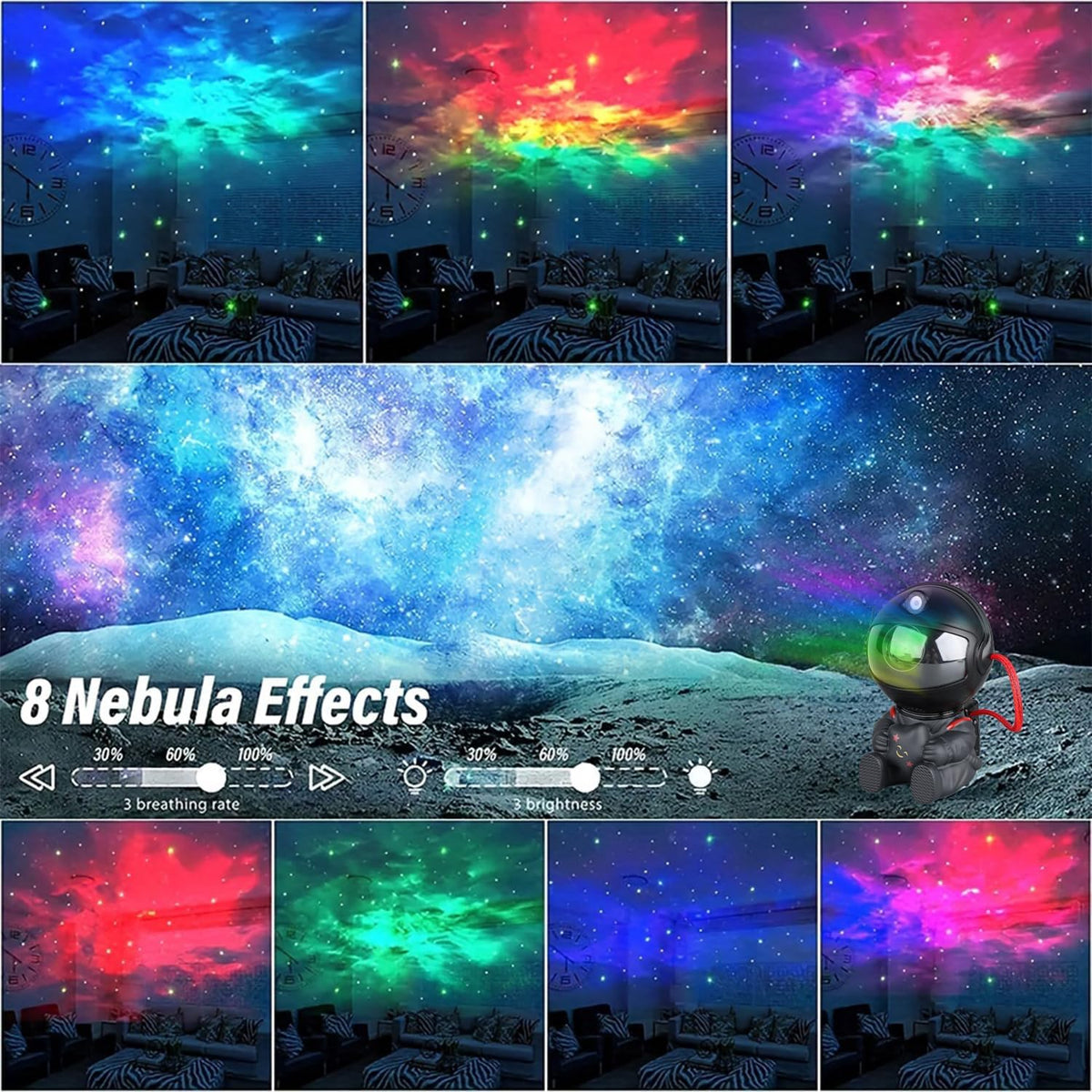 Astronaut Galaxy Star Projector, Night Light for Kids, Original Black