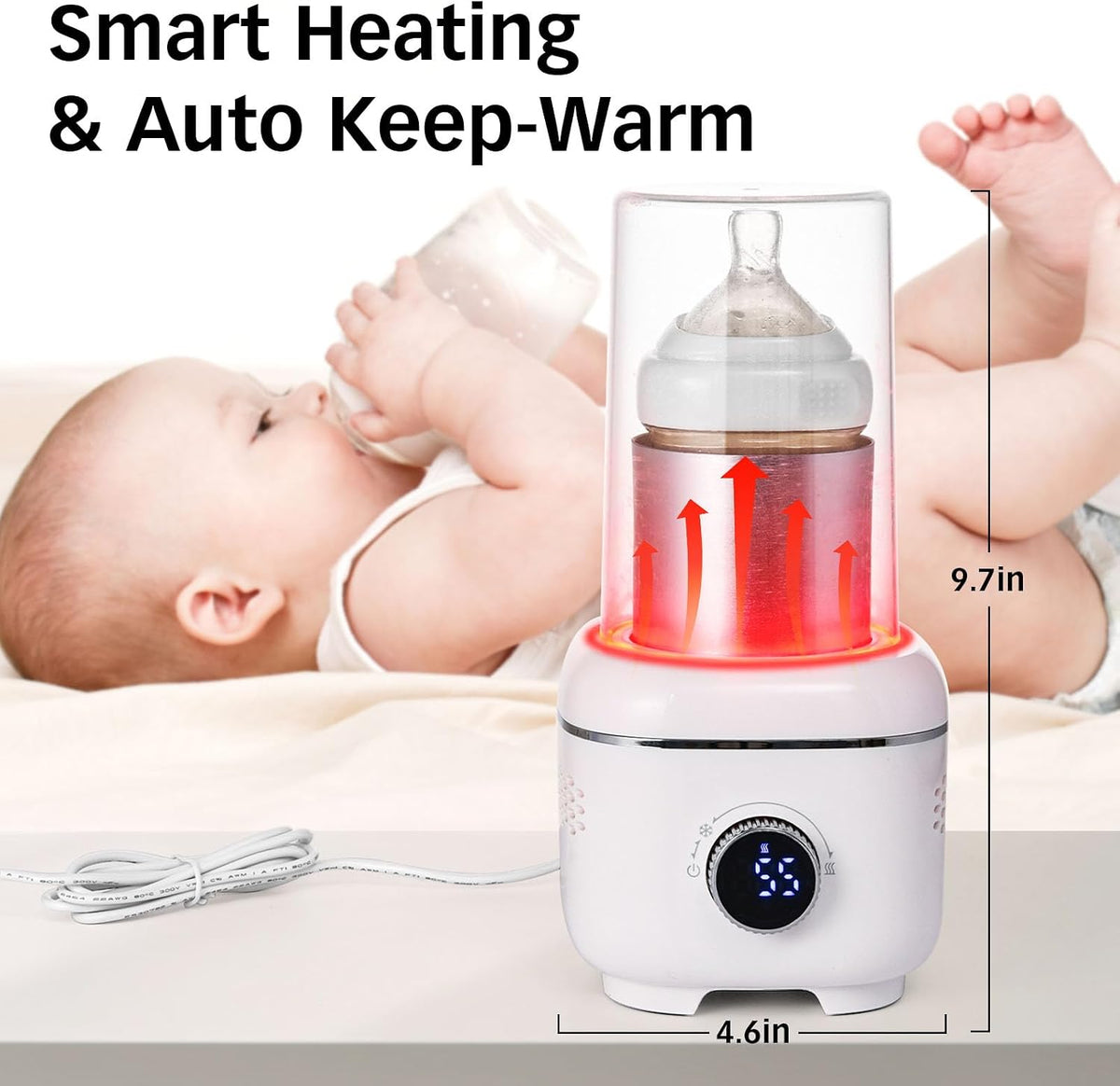 Cooling Cup with Mood Light,Beverage Cooler with Insulated Cover, 2-In-1 Cooling Cup for Desk(Cooling&Heating),Electric Drink Cooler for Cola Beer Coffee Juice Yogurt -White