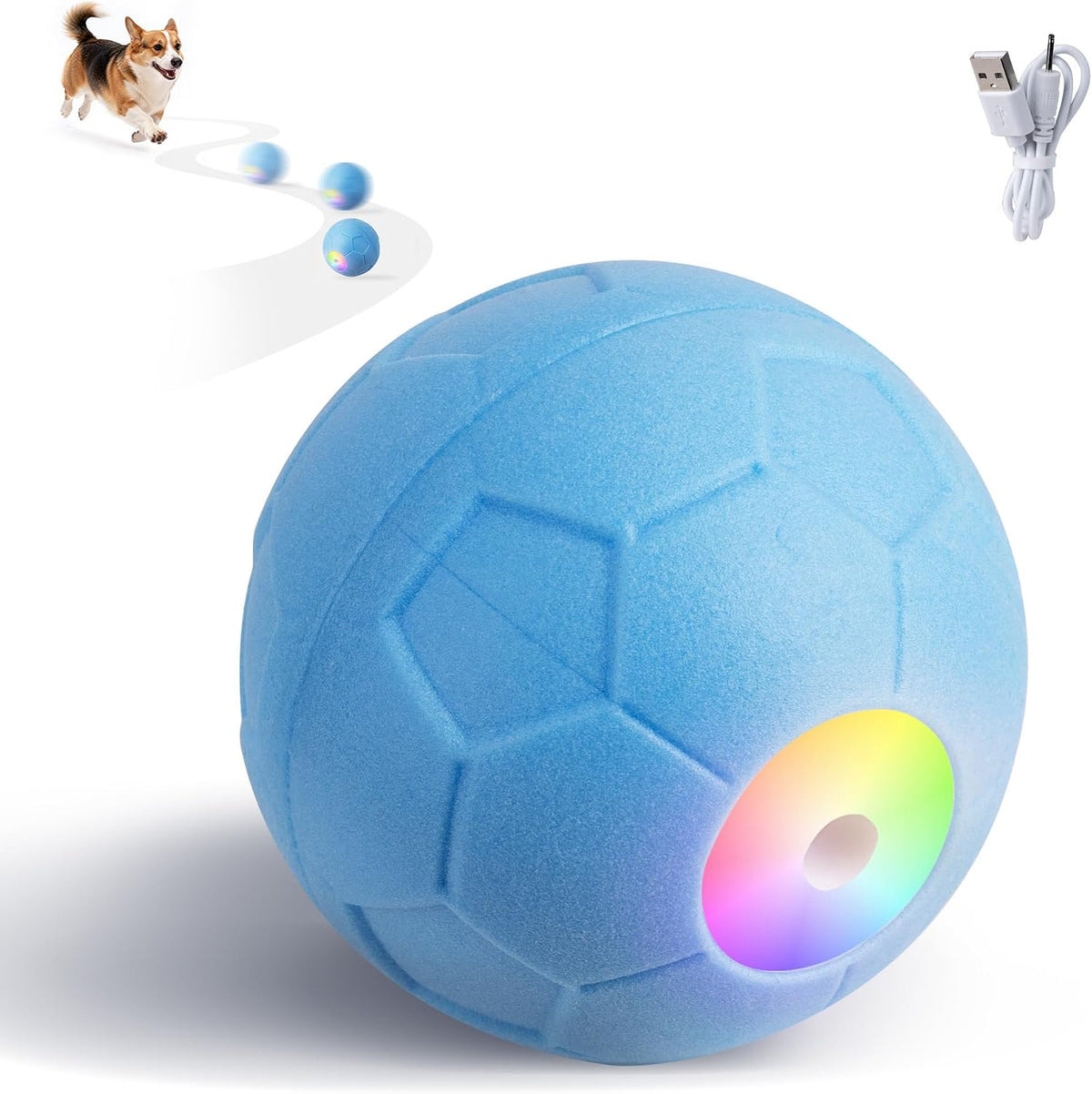 Interactive Dog Ball,Automatic Rolling Ball for Small,Medium & Large Dogs,Touch Activated Self Moving Toy with LED Lights, Upgraded ETPU Material,Ip65 Waterproof for Indoor/Outdoor Play