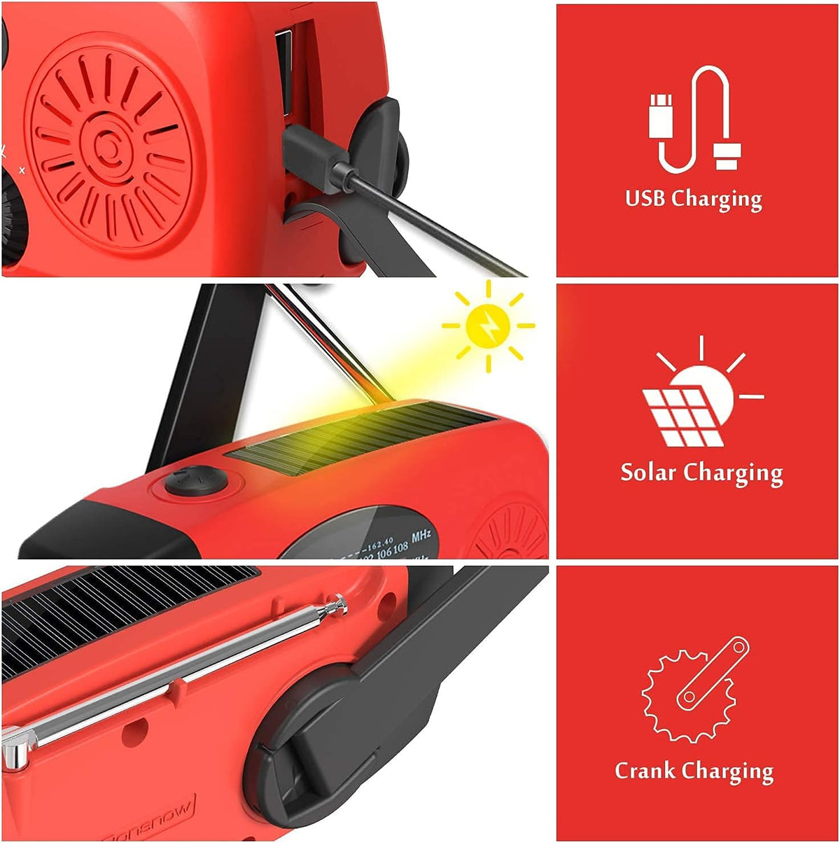 Solar Emergency Hand Crank Weather Radio, 2000Mah NOAA AM/FM
