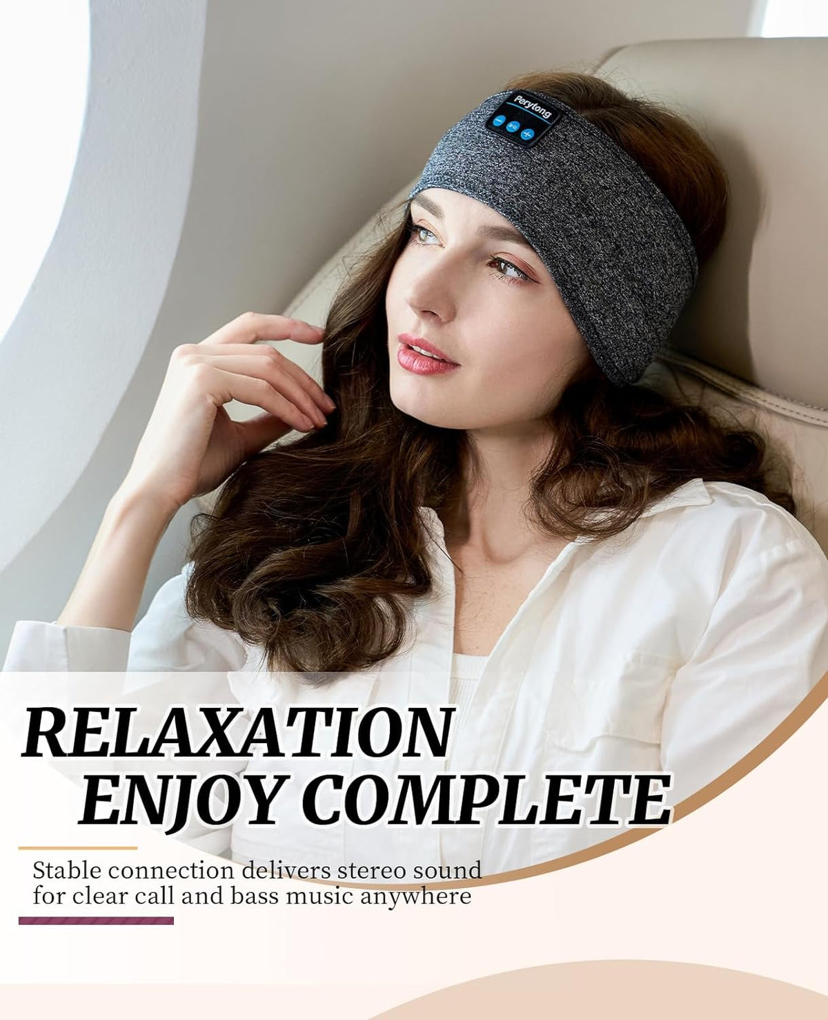 Sleep Headphones Bluetooth 5.4, Sleeping Headphones with Built-In Stereo Speakers, Wireless Earphones for Comfortable Sleep Listening, Soft & Sweat-Proof Sports for Workout