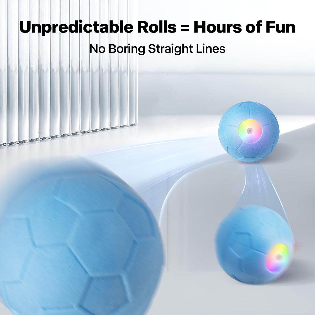 Interactive Dog Ball,Automatic Rolling Ball for Small,Medium & Large Dogs,Touch Activated Self Moving Toy with LED Lights, Upgraded ETPU Material,Ip65 Waterproof for Indoor/Outdoor Play