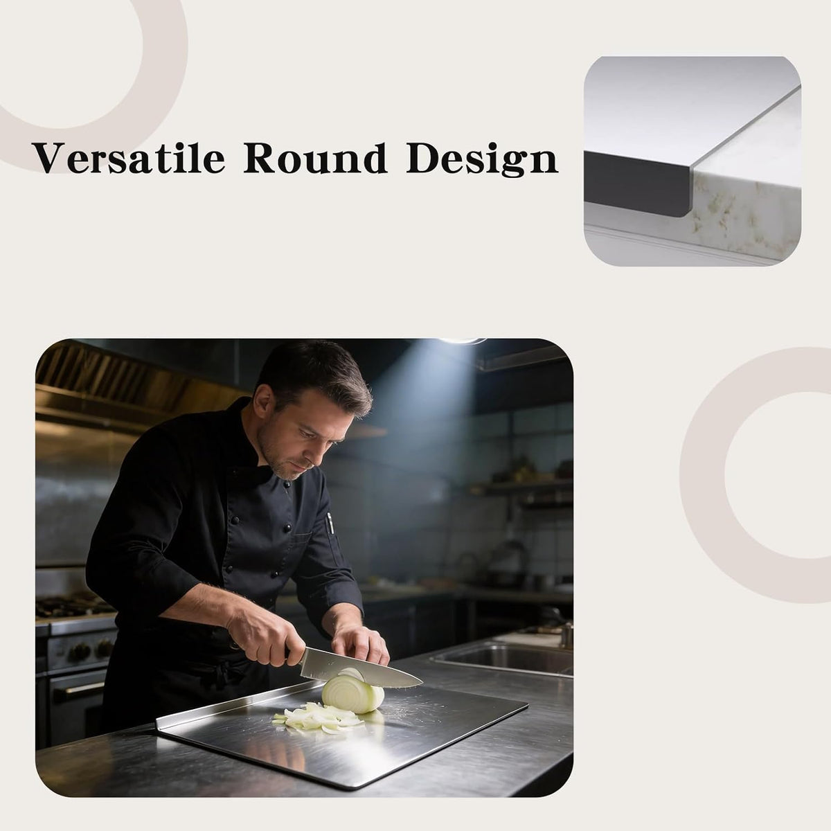Stainless Steel Cutting Board with Lip,Stainless Steel Cutting Board – Ideal for Vegetables, Fruits, and Meat (15.75 × 11.81 × 0.59 Inches)