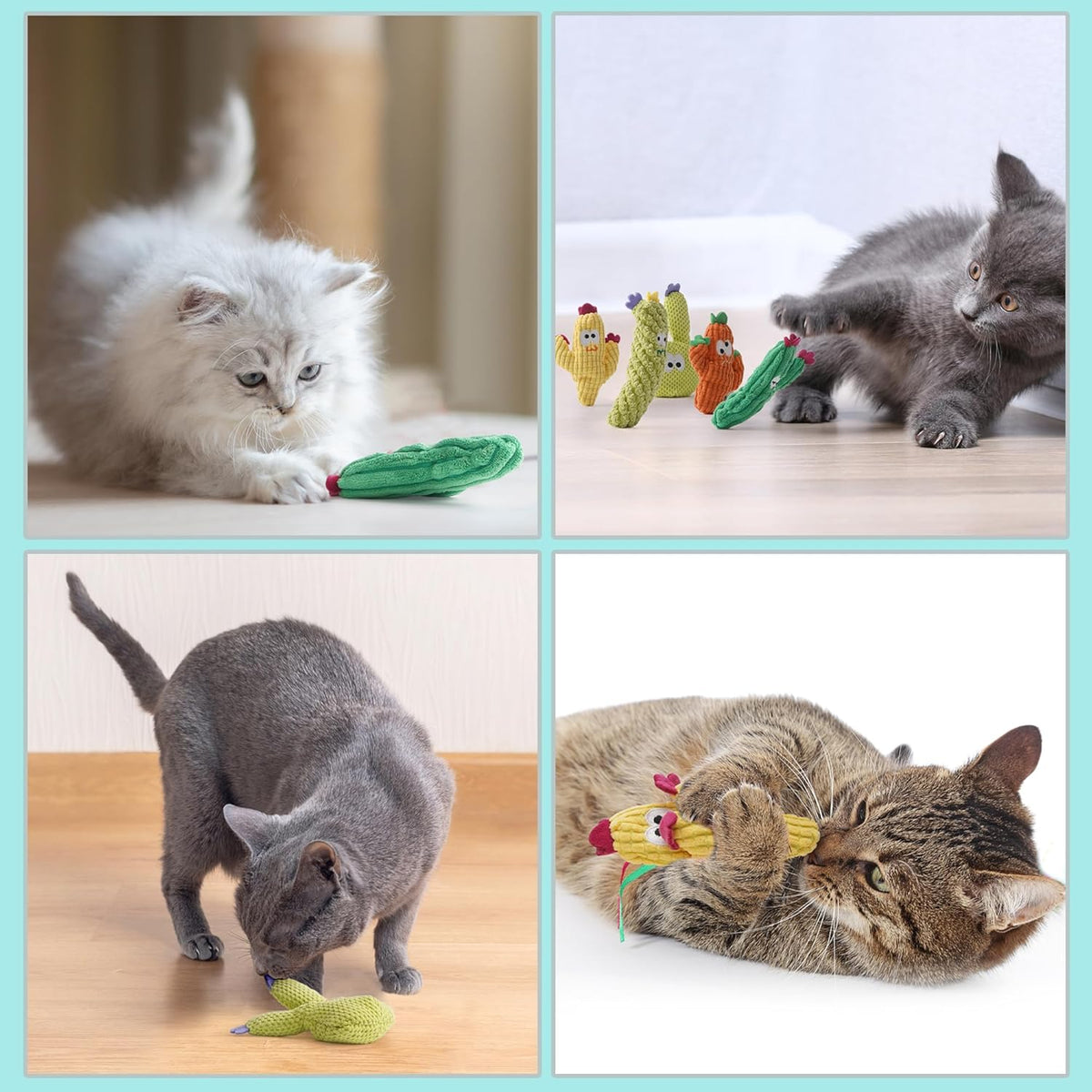 Cactus Catnip Toys, 100% Pure Organic Catnip-Filled Toys without Cotton