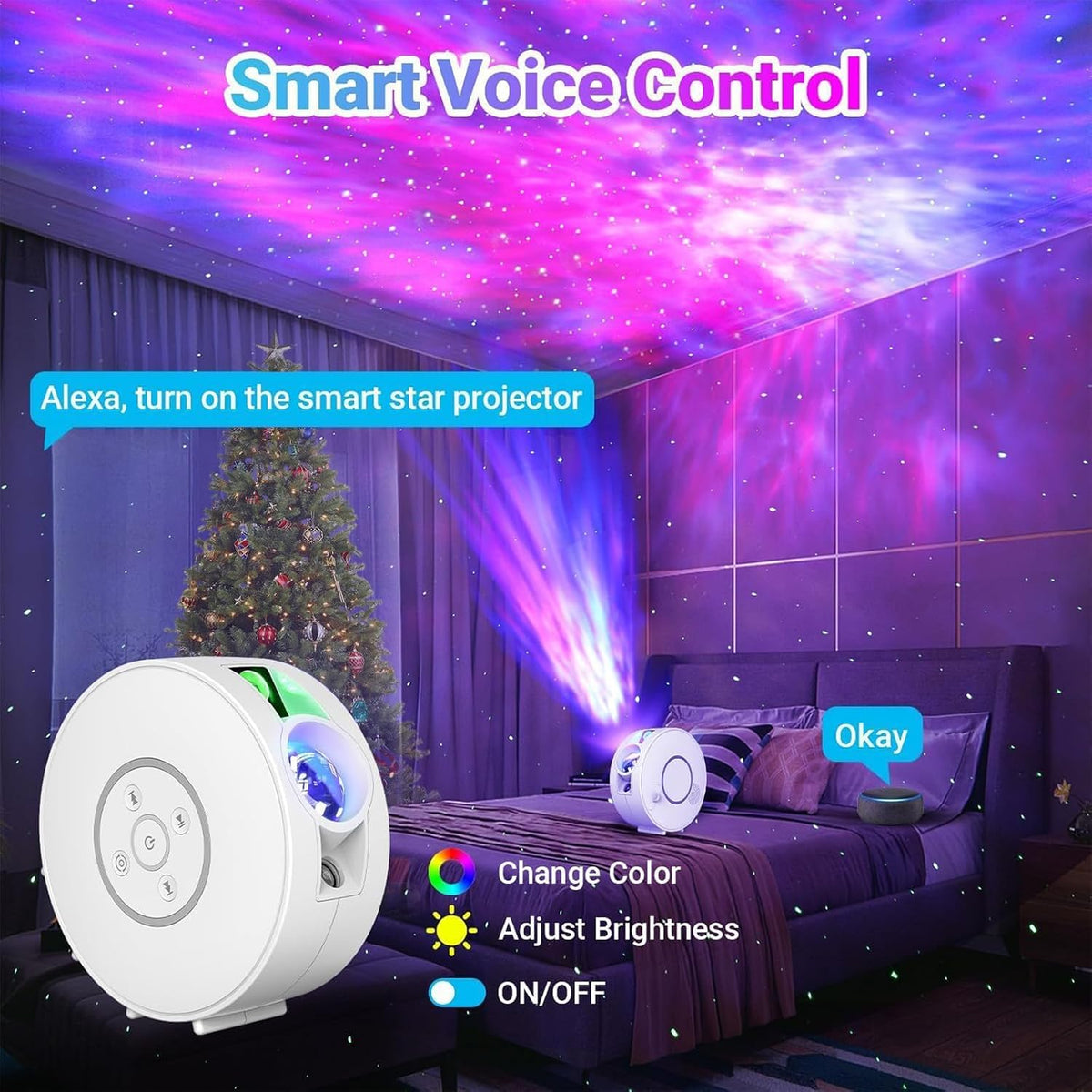 Smart Galaxy Star Projector - APP Control Bluetooth Speaker 6 Slides