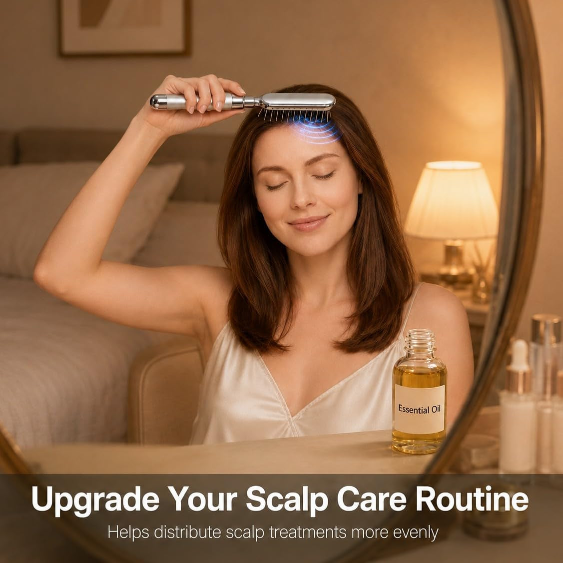 Electric Scalp Massager – Deep Relaxation Vibrating Head Massager, Stress Relief & Scalp Care, Gentle Metal Tips, Cordless Hair Brush for Men & Women
