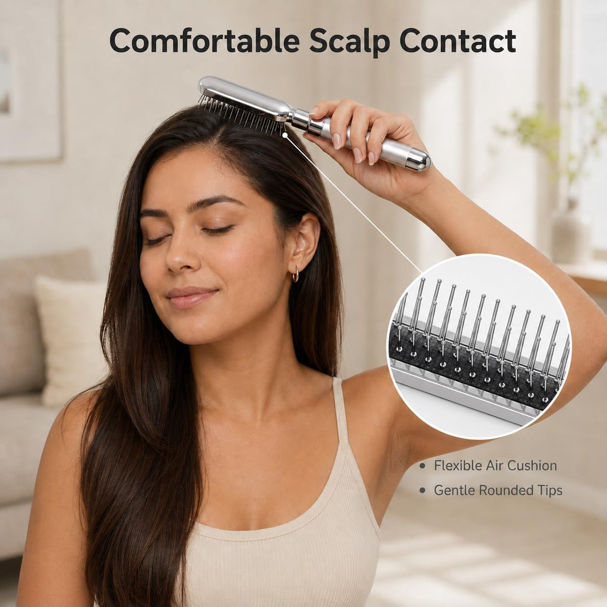 Electric Scalp Massager – Deep Relaxation Vibrating Head Massager, Stress Relief & Scalp Care, Gentle Metal Tips, Cordless Hair Brush for Men & Women