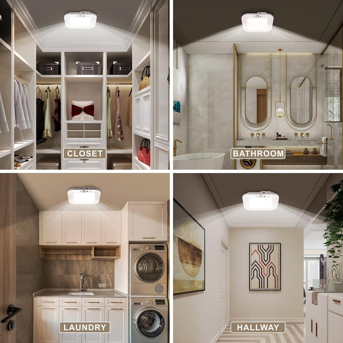 Rechargeable Motion Sensor Ceiling Light with Remote Closet Light