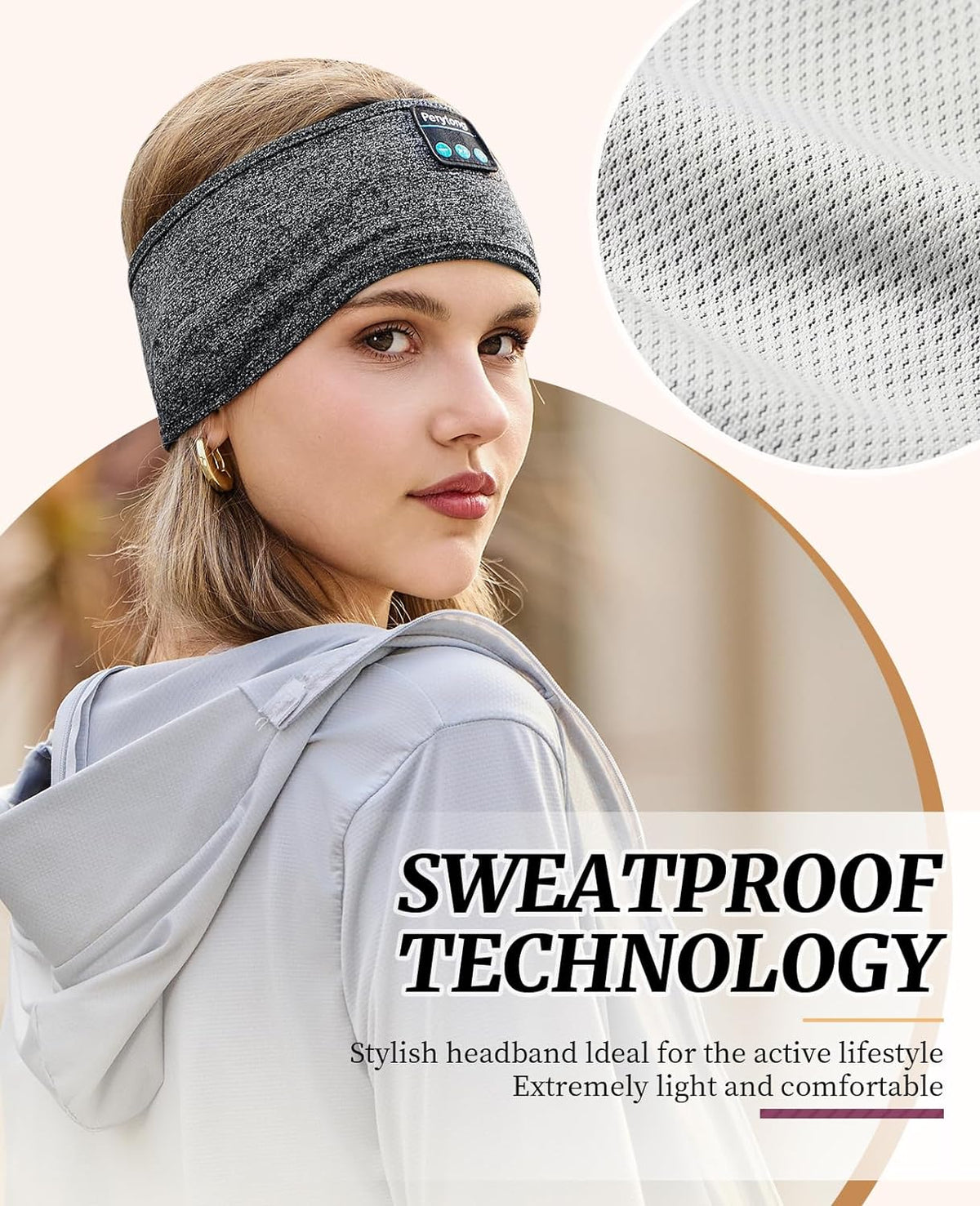 Sleep Headphones Bluetooth 5.4, Sleeping Headphones with Built-In Stereo Speakers, Wireless Earphones for Comfortable Sleep Listening, Soft & Sweat-Proof Sports for Workout