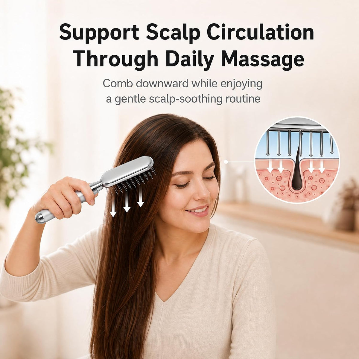 Electric Scalp Massager – Deep Relaxation Vibrating Head Massager, Stress Relief & Scalp Care, Gentle Metal Tips, Cordless Hair Brush for Men & Women