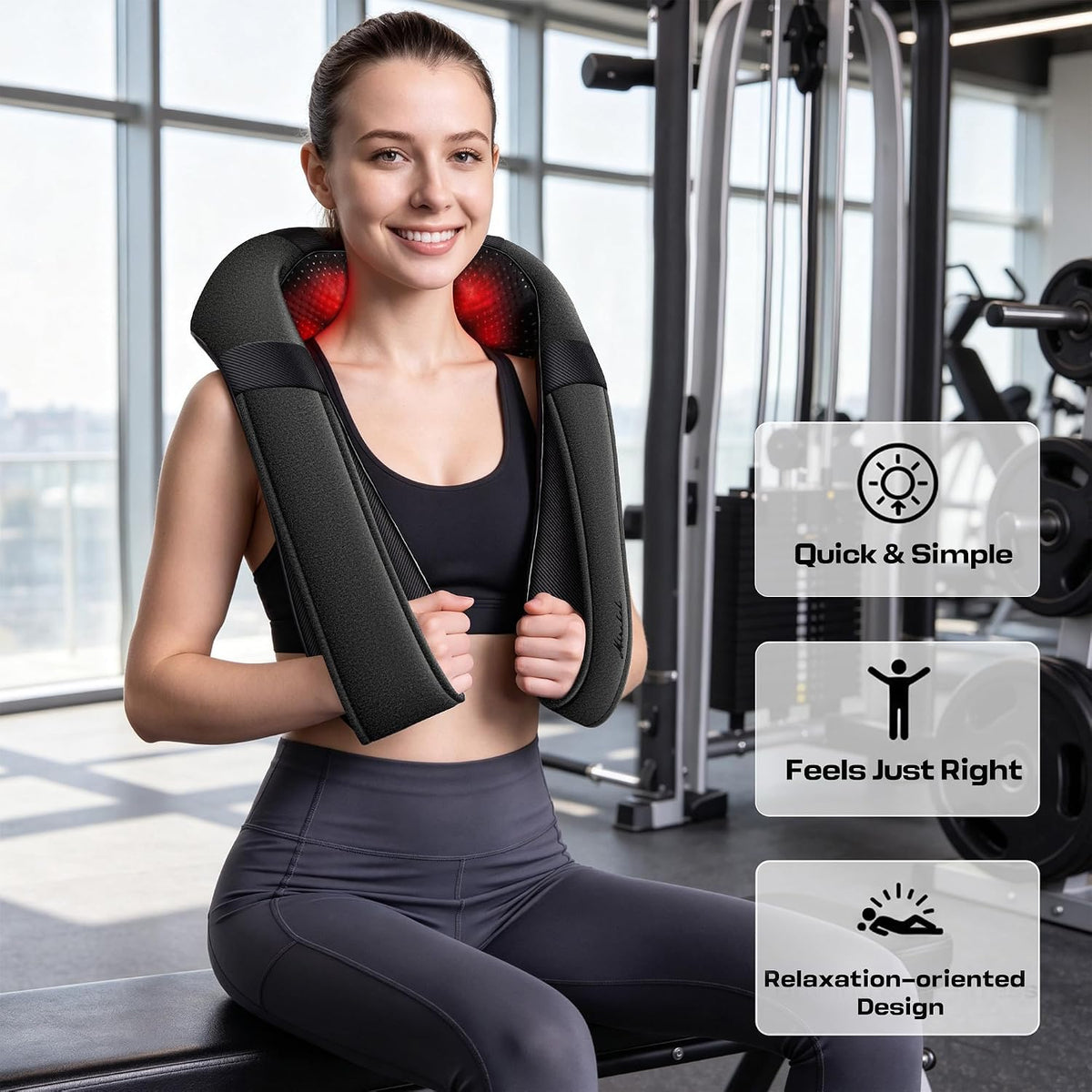 Shiatsu Neck & Back Massager with Heat for Pain Relief Deep Tissue