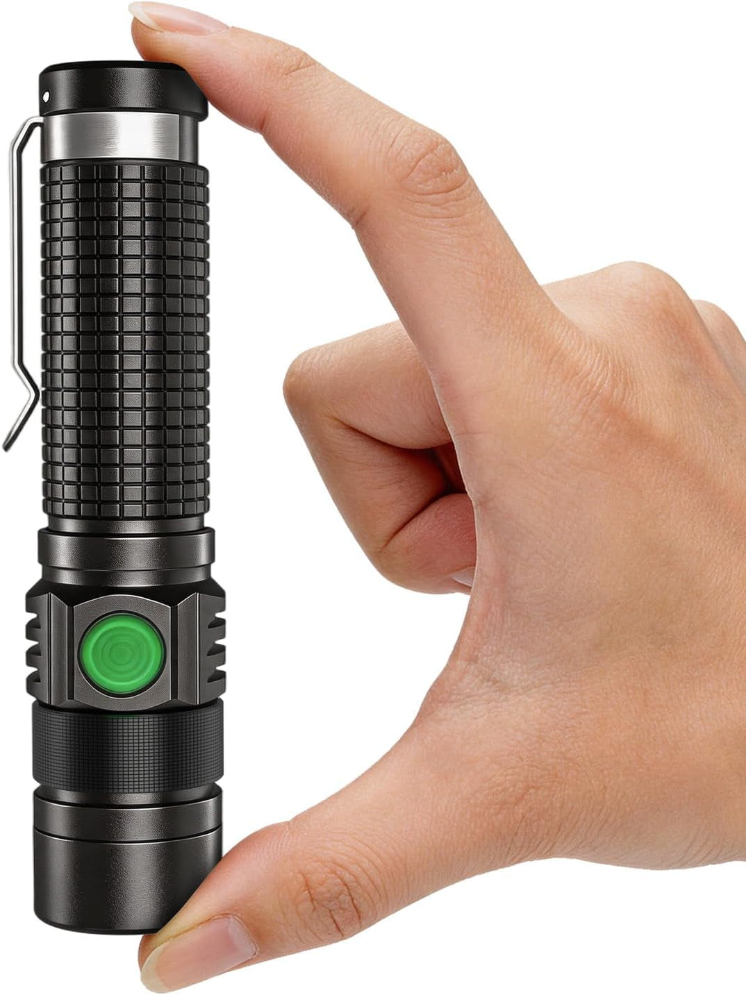 Pocket EDC Tactical Flashlight Rechargeable Super Bright Black