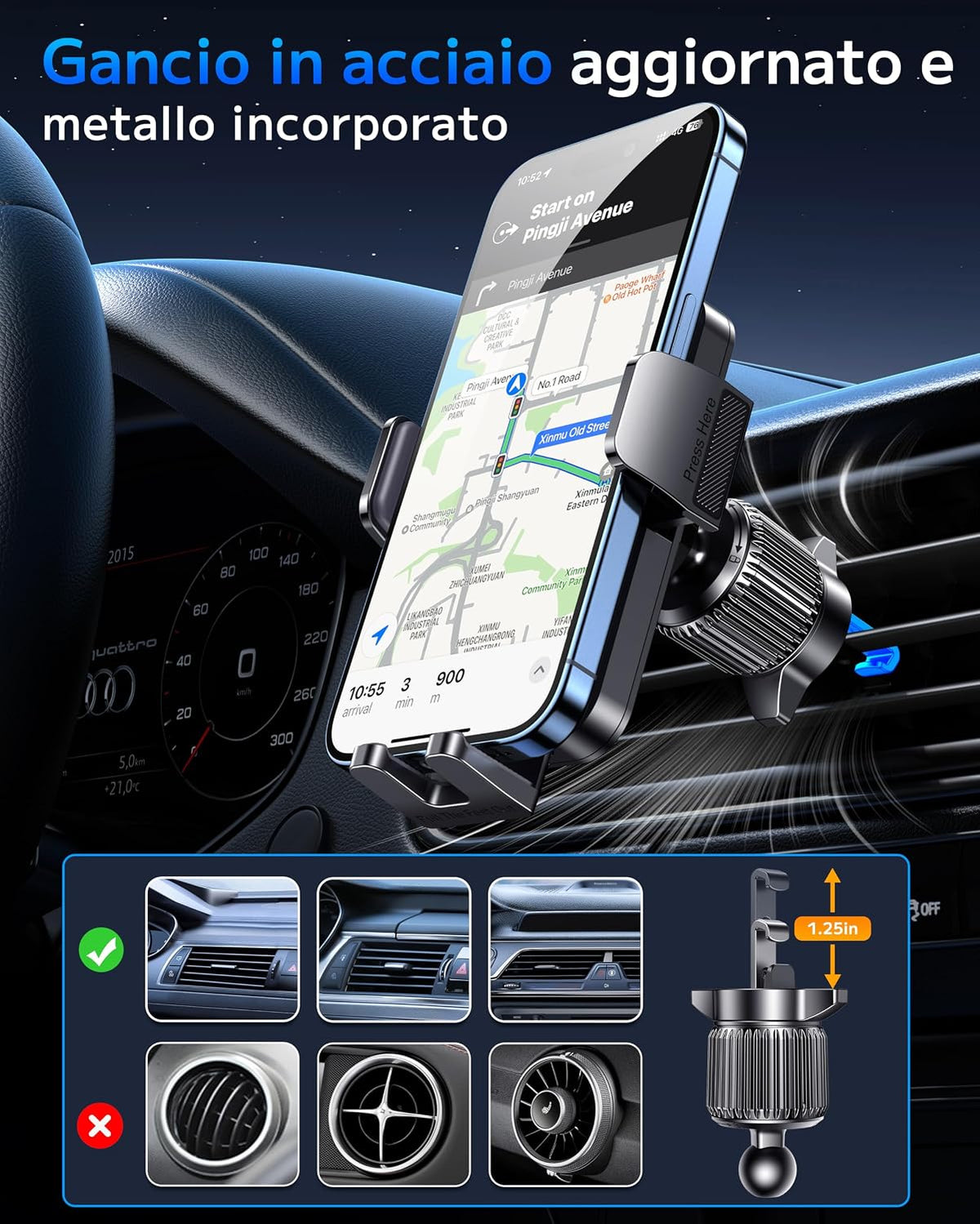 Car Phone Holder Car Universal Mobile Phone Holder 360° Rotatable Car Mobile Phone Holder Dashboard Windshield Air Vent Phone Holder Car for Iphone Android