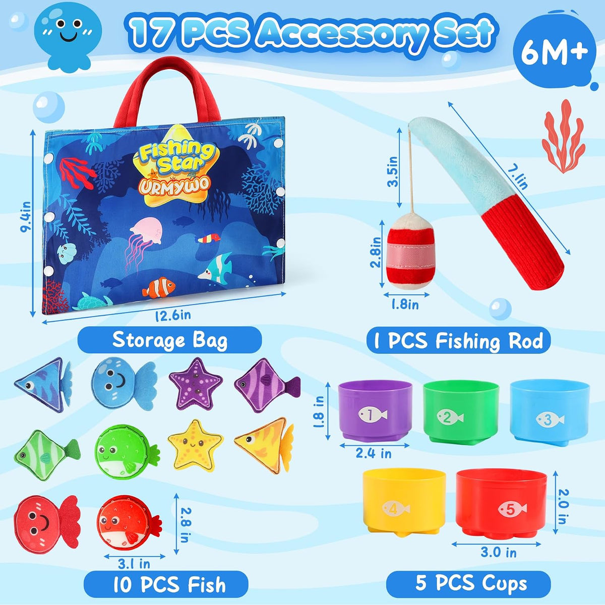 Montessori Toys for 1-2 Years Old Boy Girl, Birthday Gift, Fishing Game