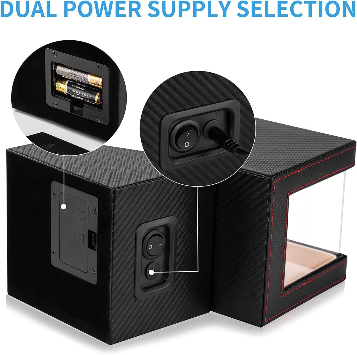 Automatic Single Watch Winder for Automatic Watches,Rotating Watch Case with Japanese Quiet Motor，Ac Adapter or Battery Powered