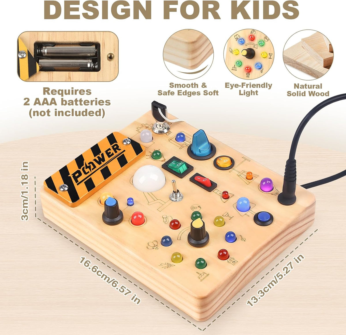 LED Busy Board for Toddlers - Montessori Sensory Toys for 1 2 3 Years Old