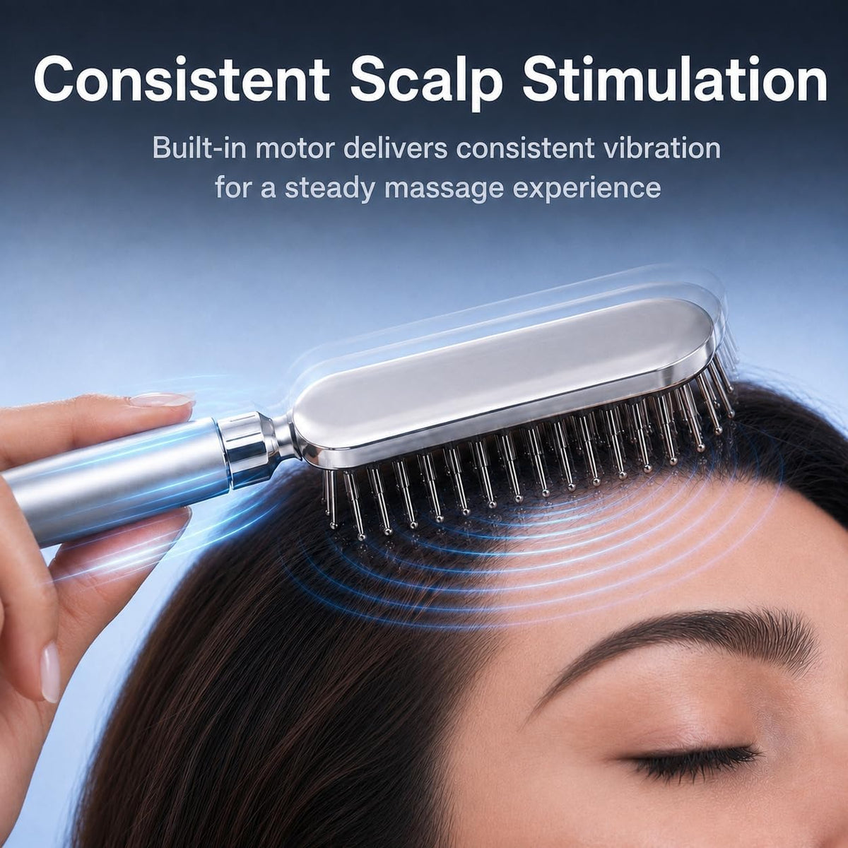 Electric Scalp Massager – Deep Relaxation Vibrating Head Massager, Stress Relief & Scalp Care, Gentle Metal Tips, Cordless Hair Brush for Men & Women