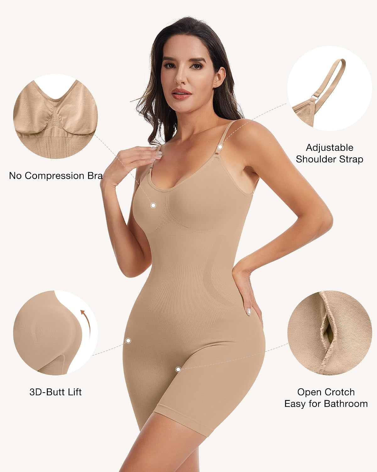 Women Shapewear Tummy Control Bodysuit Seamless Body Shaper Snatched Waist Butt Lifter Sculpting Bodysuits