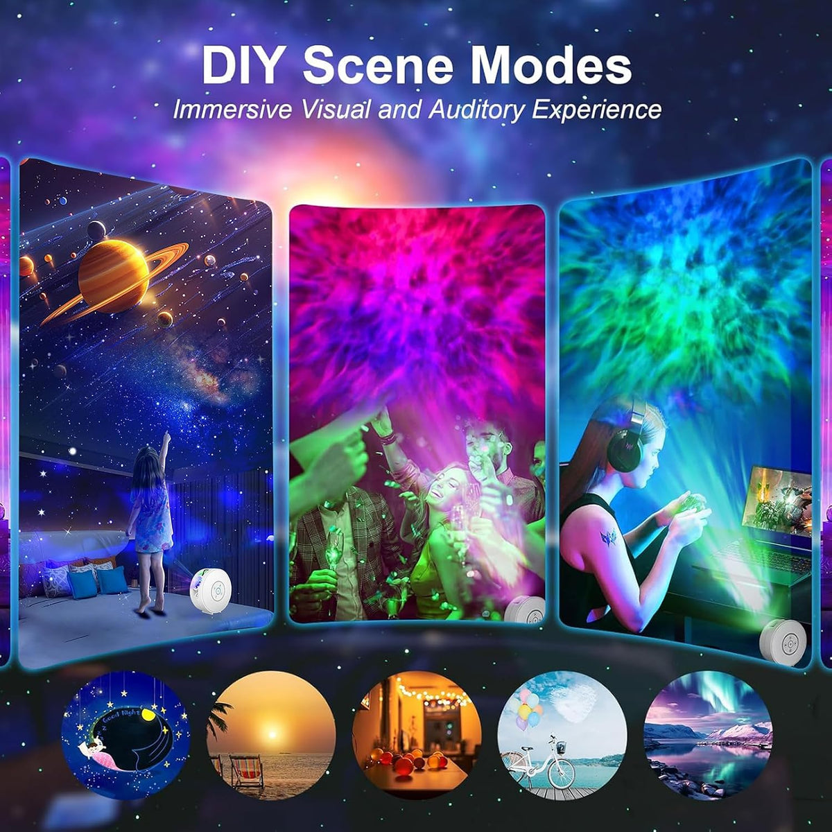 Smart Galaxy Star Projector - APP Control Bluetooth Speaker 6 Slides