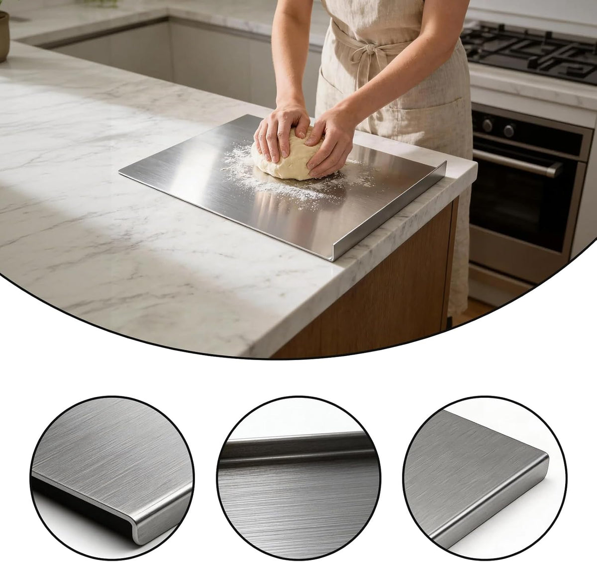 Stainless Steel Cutting Board with Lip,Stainless Steel Cutting Board – Ideal for Vegetables, Fruits, and Meat (15.75 × 11.81 × 0.59 Inches)