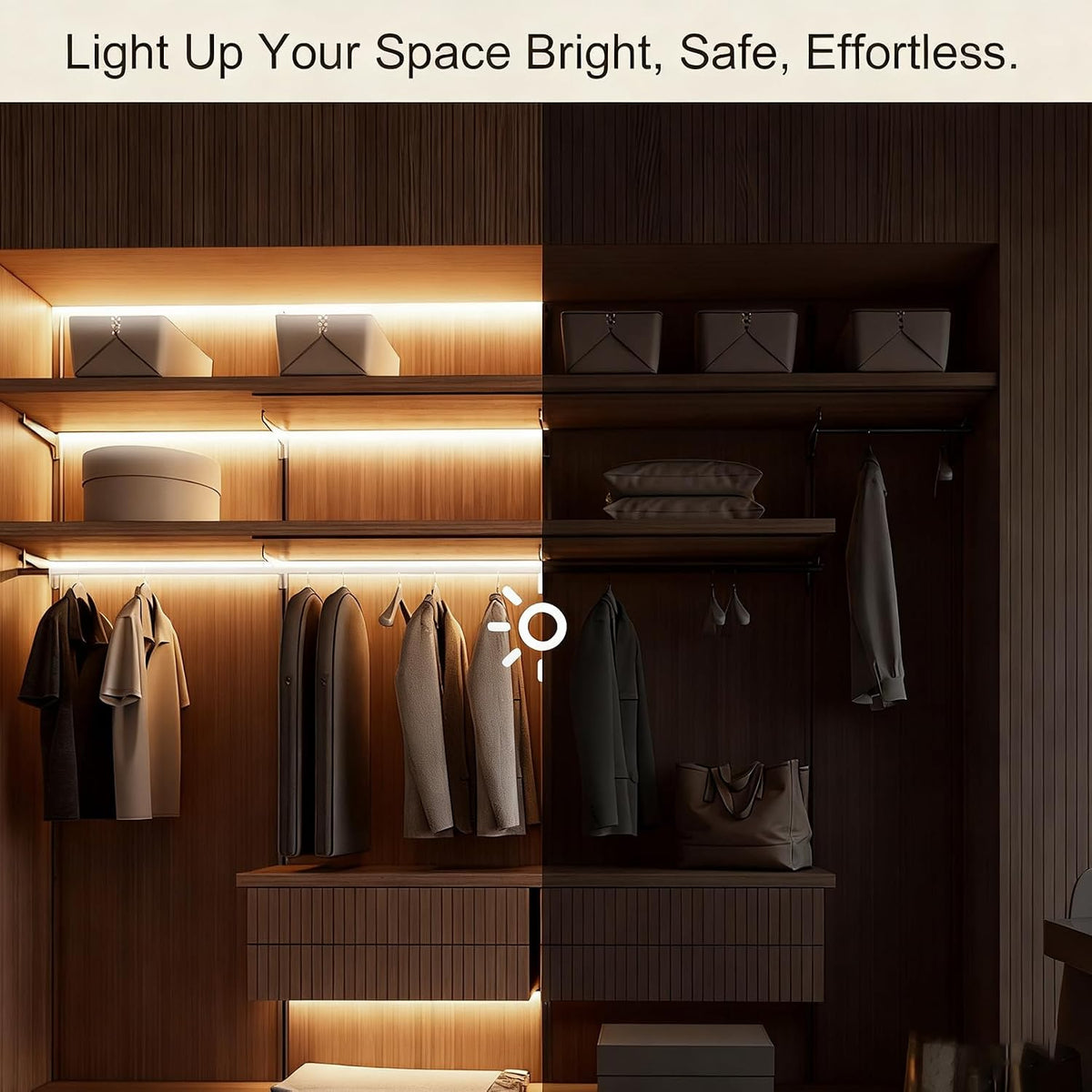 Battery Powered LED Strip Lights, 3.3FT COB LED Strip Light, Battery Operated LED Lights, Warm LED Strip Lights Battery Powered for Closet, Cabinet, Shelf, Kitchen, DIY Lighting