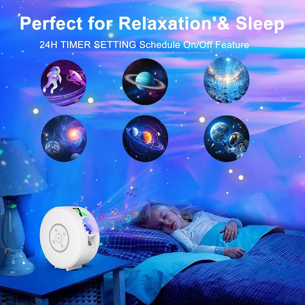Smart Galaxy Star Projector - APP Control Bluetooth Speaker 6 Slides