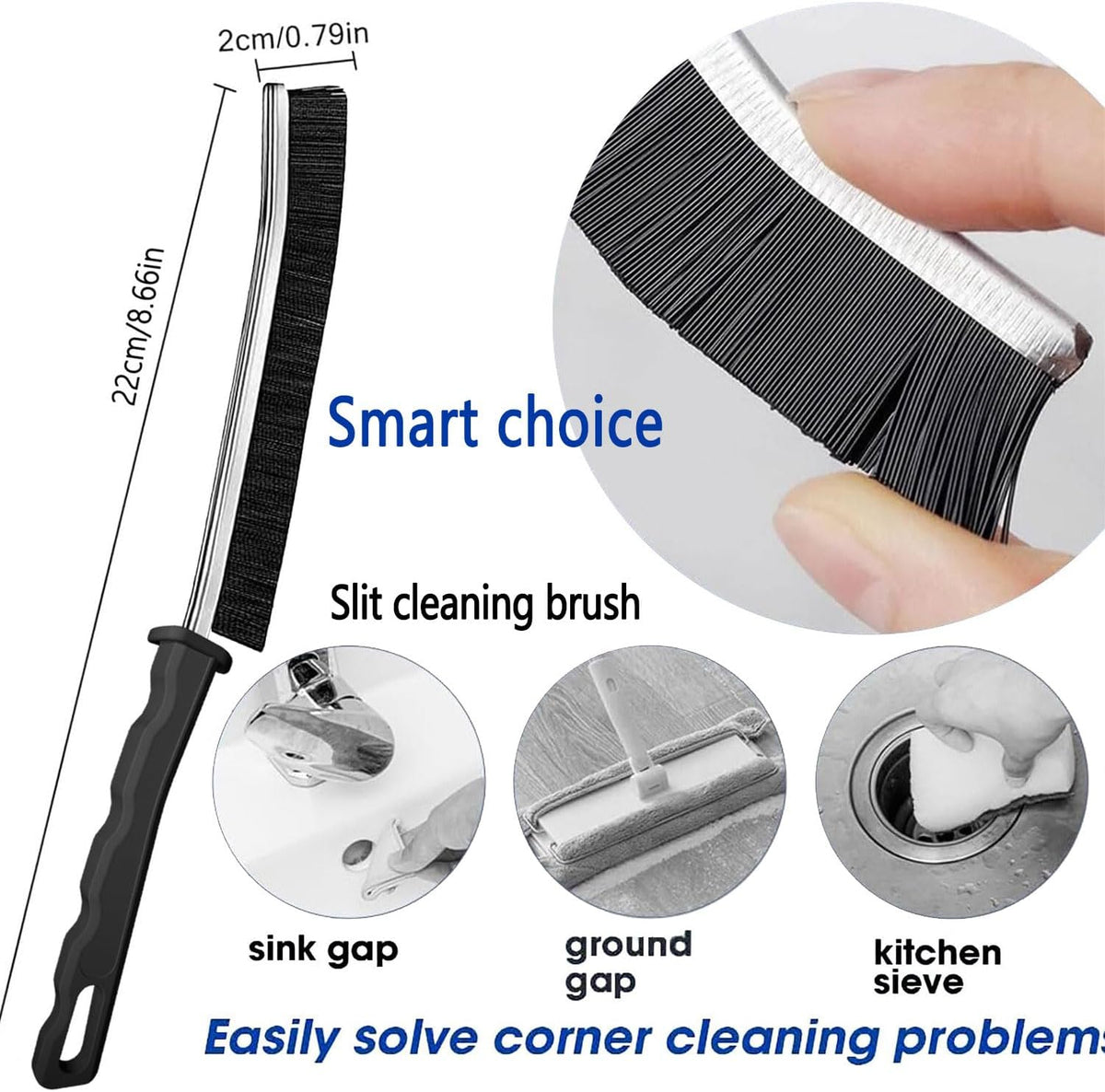 Crevice Cleaning Brush, Bathroom Gap Cleaning Brush, Hard Bristle Brush for Cleaning, Multifunctional Gap Brush, for Blind, Baseboard, Fan, Window or Sliding Door Track (5Pcs)