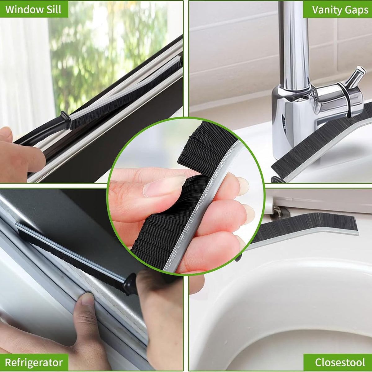Crevice Cleaning Brush, Bathroom Gap Cleaning Brush, Hard Bristle Brush for Cleaning, Multifunctional Gap Brush, for Blind, Baseboard, Fan, Window or Sliding Door Track (5Pcs)