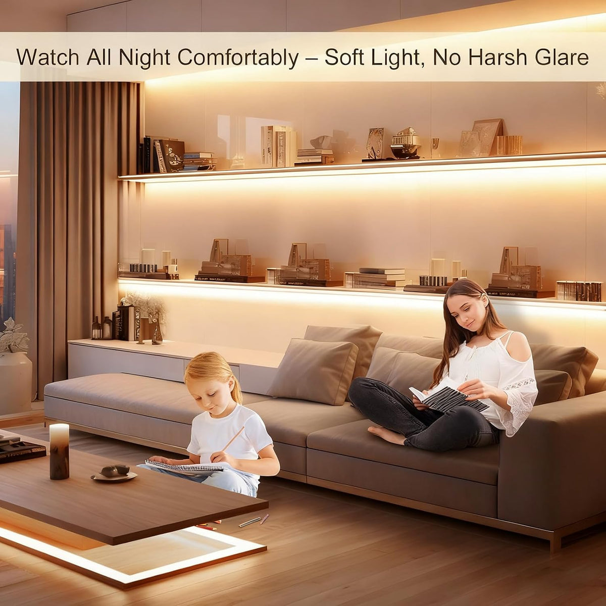 Battery Powered LED Strip Lights, 3.3FT COB LED Strip Light, Battery Operated LED Lights, Warm LED Strip Lights Battery Powered for Closet, Cabinet, Shelf, Kitchen, DIY Lighting