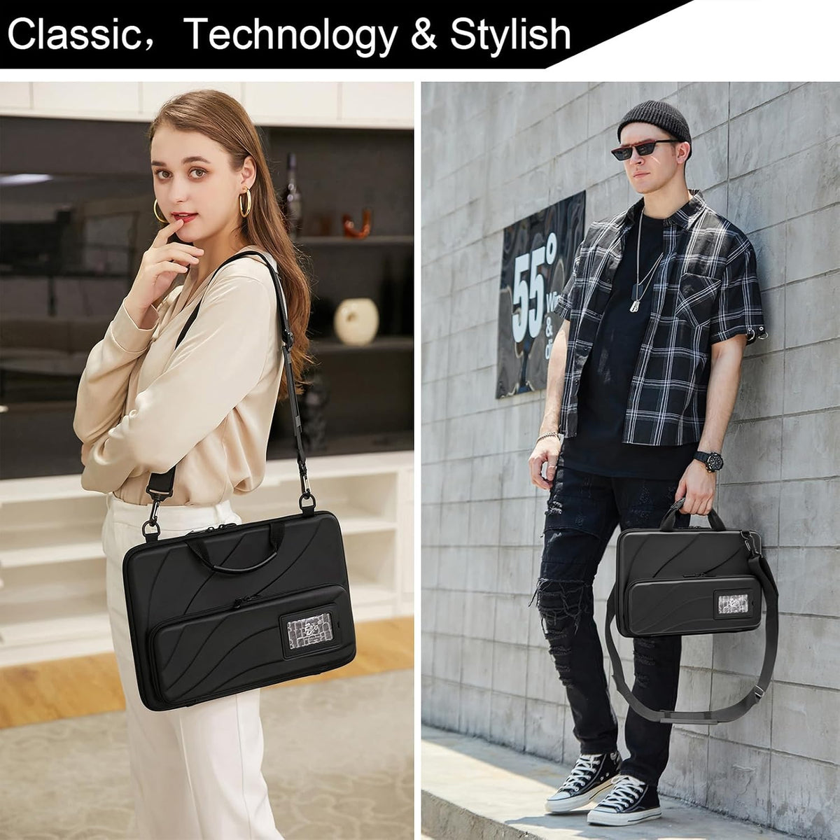 14.2-15.6 Inch Laptop Case Hard Shell, Protective Laptop Carrying Case with Stand for Heat Dissipation