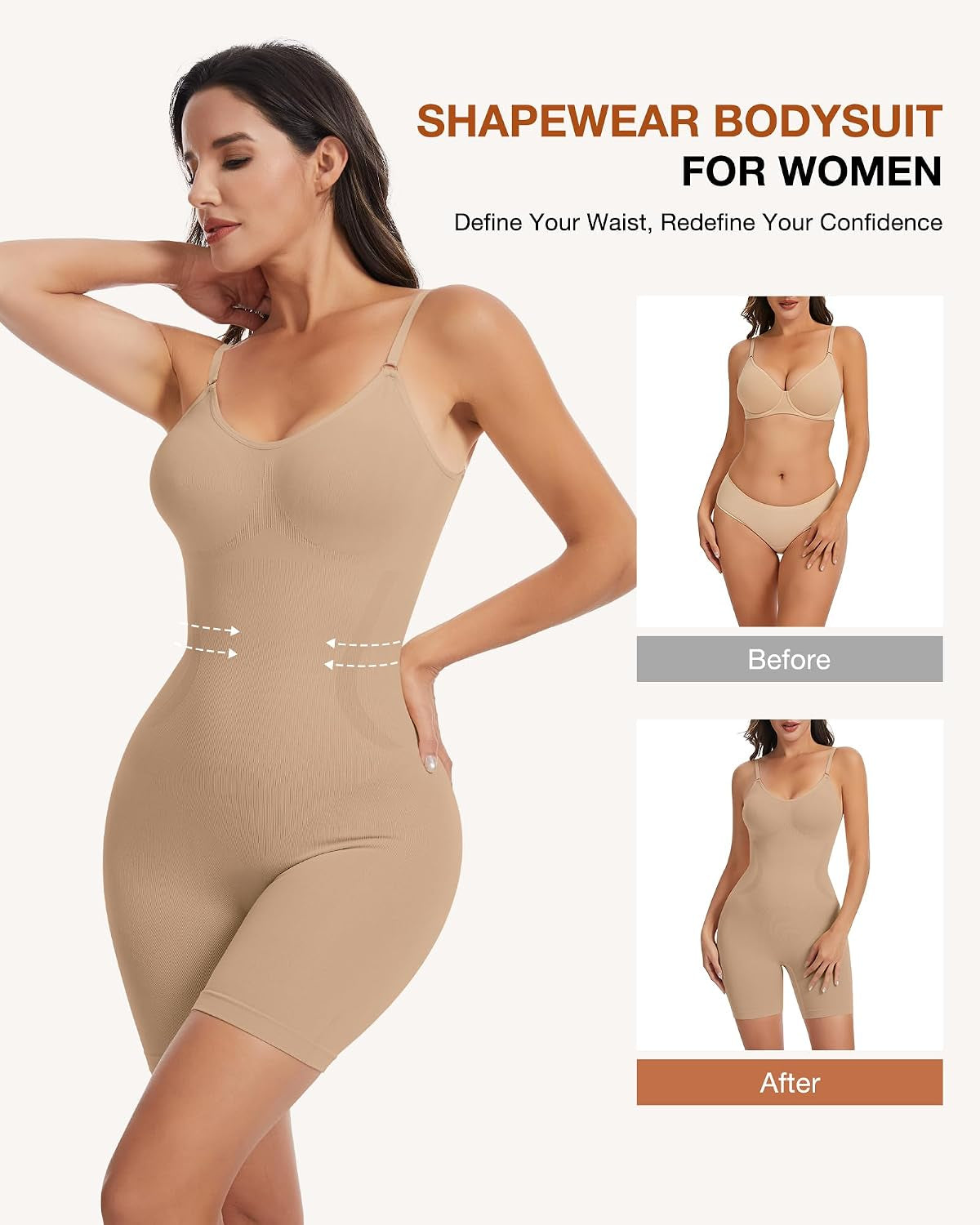Women Shapewear Tummy Control Bodysuit Seamless Body Shaper Snatched Waist Butt Lifter Sculpting Bodysuits
