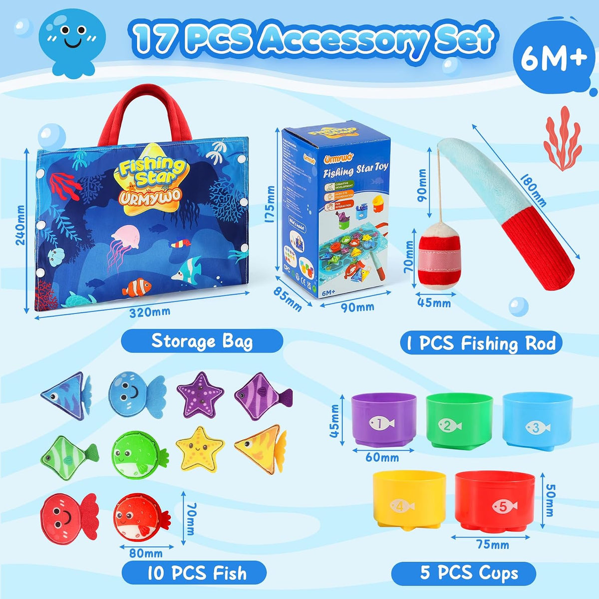 Montessori Toys for 1-2 Years Old Boy Girl, Birthday Gift, Fishing Game