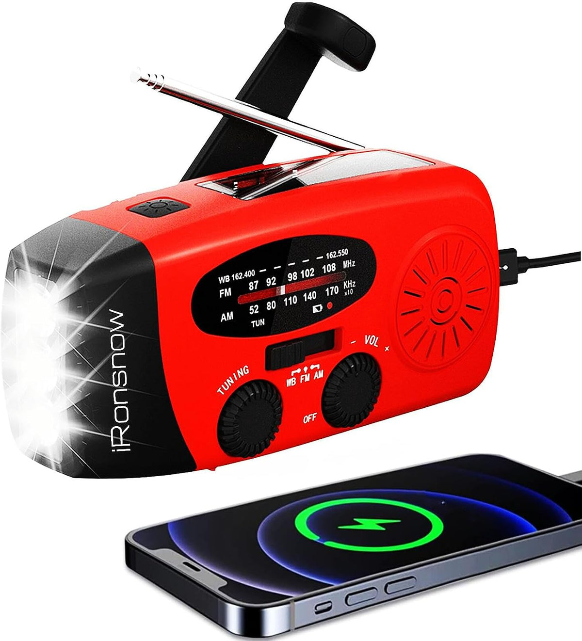 Solar Emergency Hand Crank Weather Radio, 2000Mah NOAA AM/FM