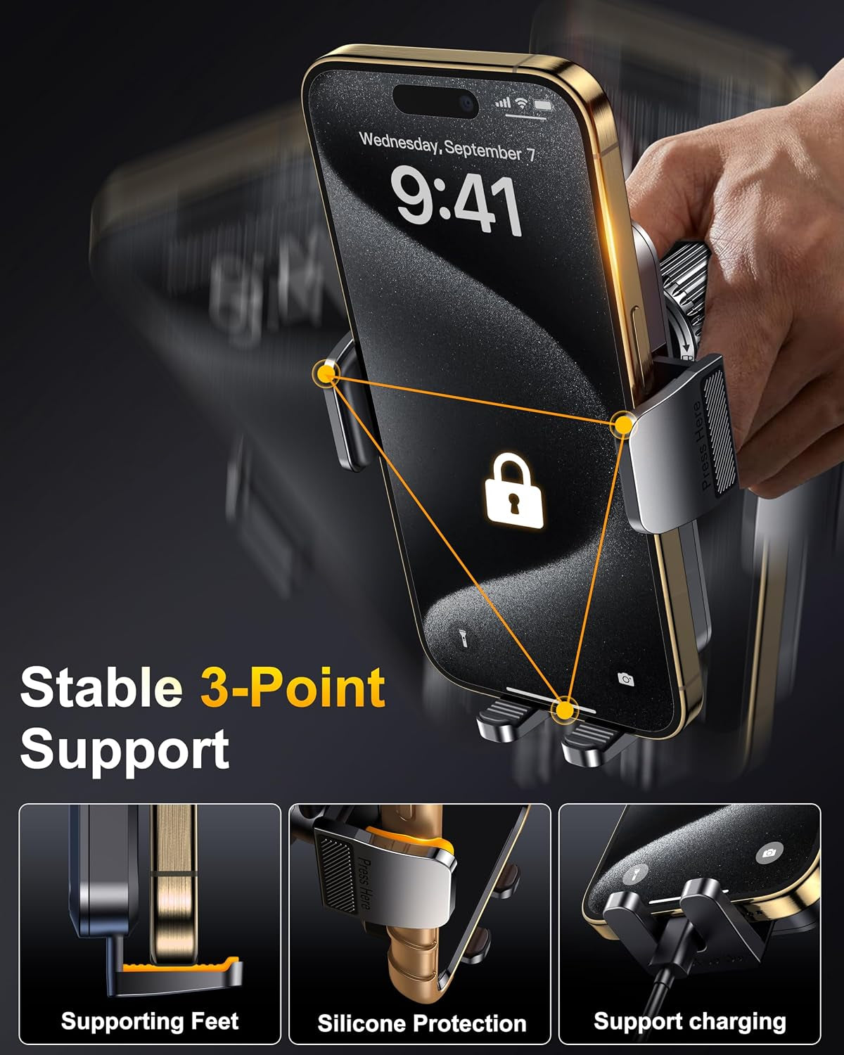 Car Phone Holder Car Universal Mobile Phone Holder 360° Rotatable Car Mobile Phone Holder Dashboard Windshield Air Vent Phone Holder Car for Iphone Android
