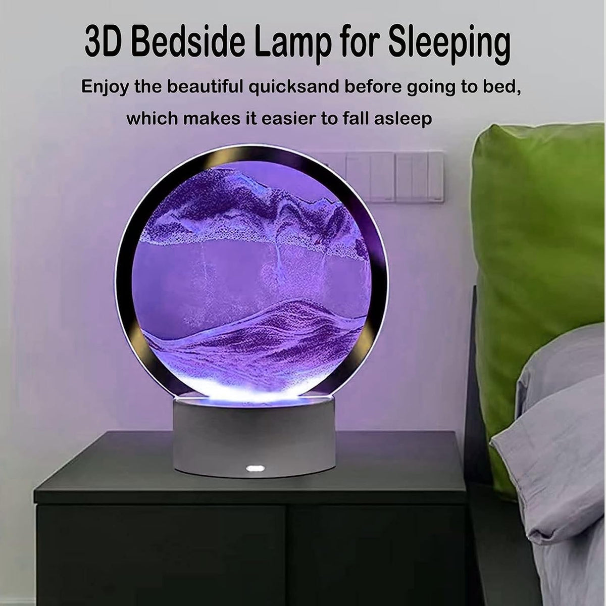 3Dmoving Sand Art,360° Rotating Hourglass Decoration Table Lamp ,7 Color Changing Sand Liquid Motion Desk Lamp,Rgb Color Creative Sea Quicksand Moving Sand Art Picture Night Light(Purple with Remote)