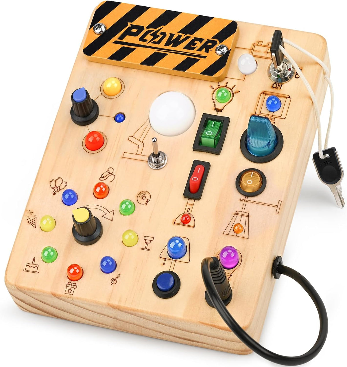 LED Busy Board for Toddlers - Montessori Sensory Toys for 1 2 3 Years Old
