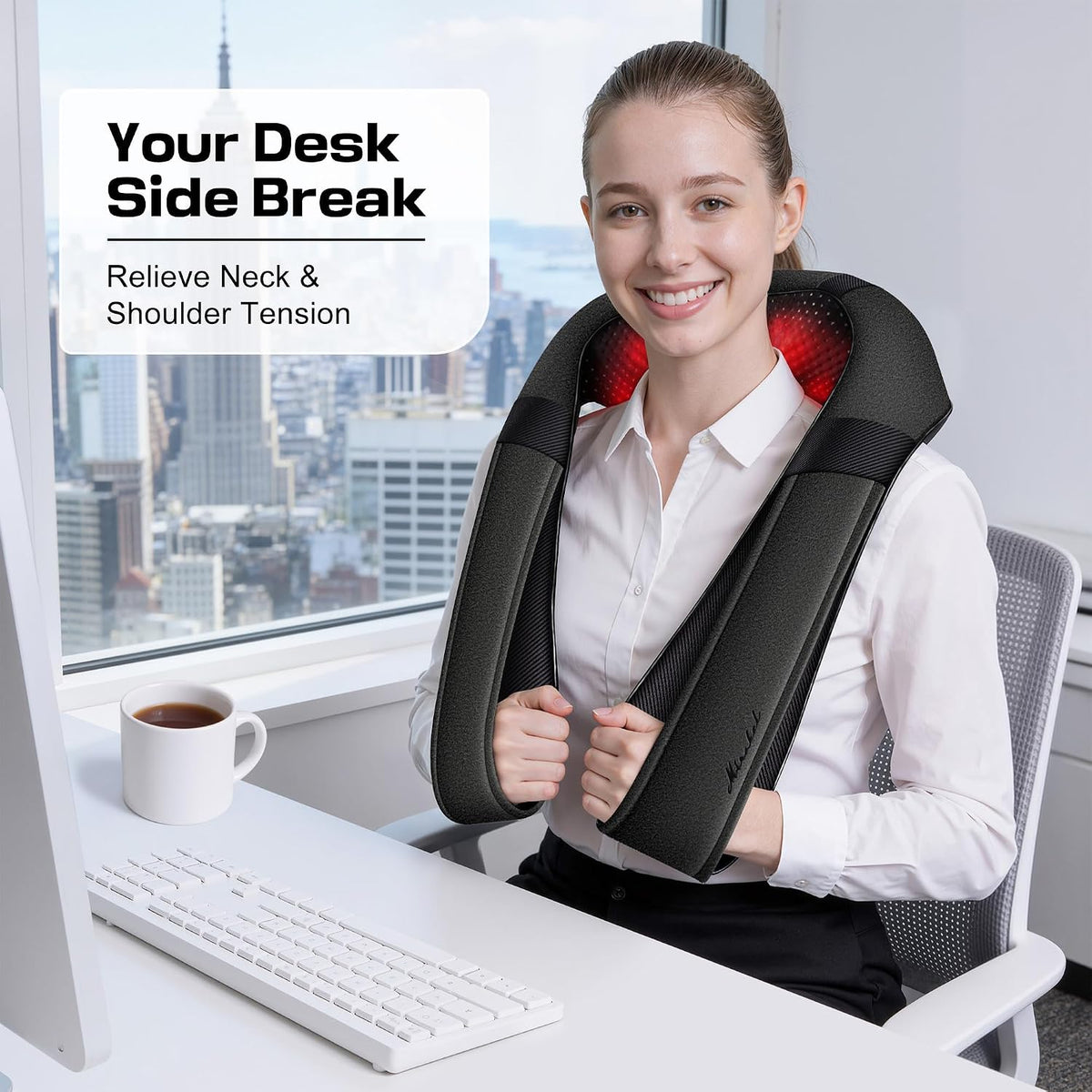 Shiatsu Neck & Back Massager with Heat for Pain Relief Deep Tissue