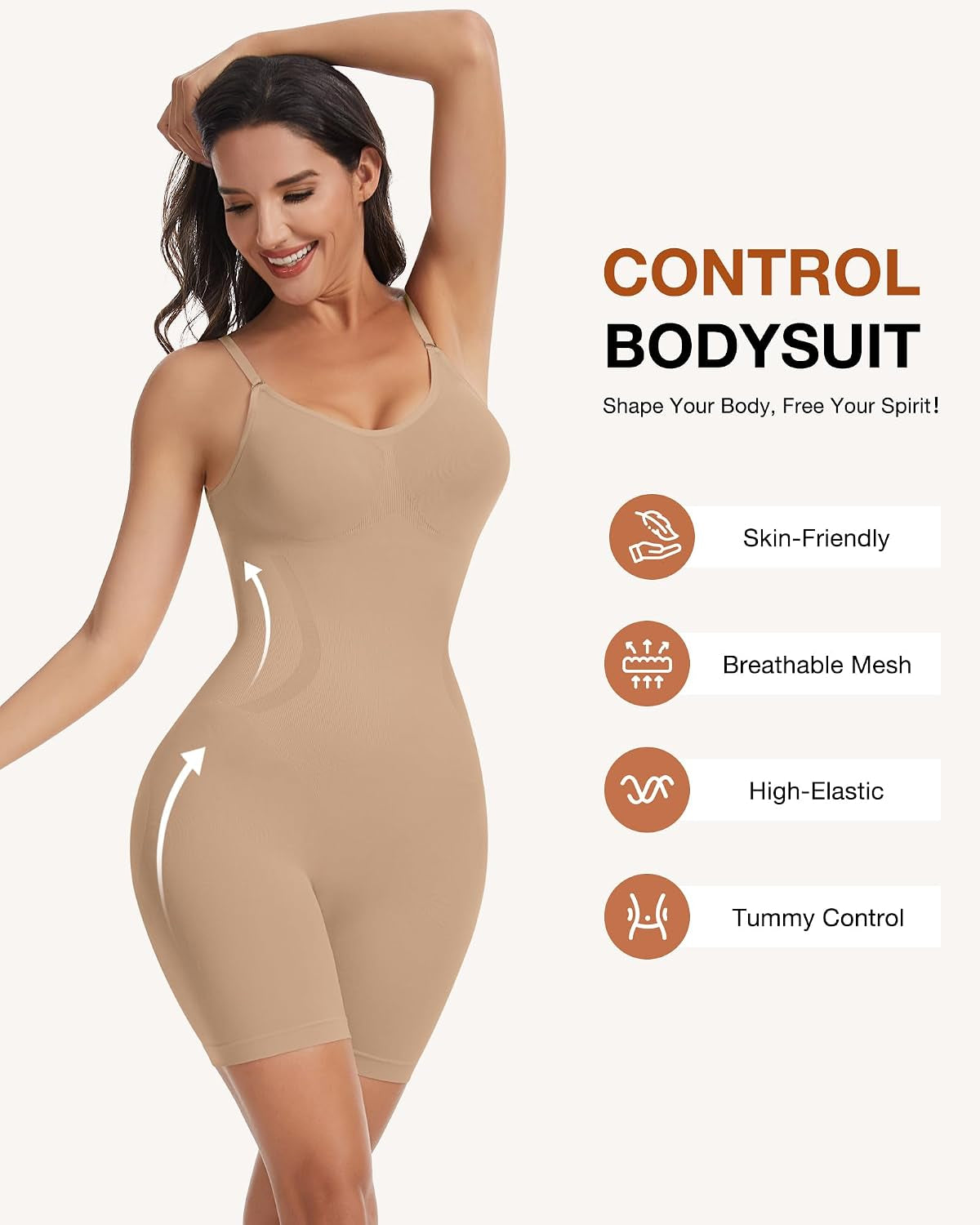 Women Shapewear Tummy Control Bodysuit Seamless Body Shaper Snatched Waist Butt Lifter Sculpting Bodysuits
