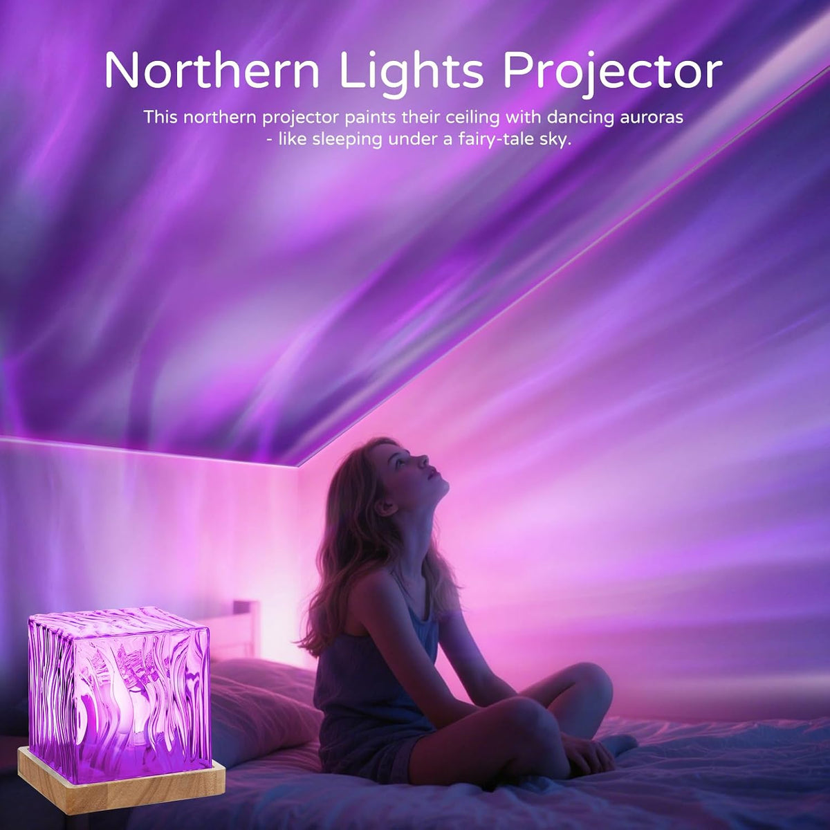 Northern Lights Projector,4.5" Aurora Light Projector Luminorthe Cube Lamp Mood Ambient Lighting with 16 Colors and Aurora Drift Effects for Room Decor Teen Girl Gifts Classroom