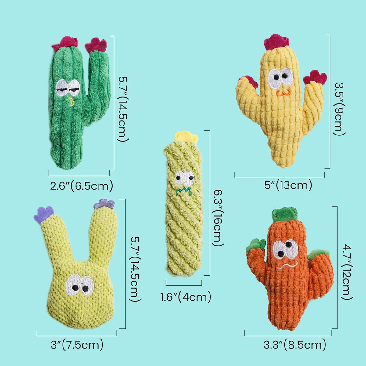 Cactus Catnip Toys, 100% Pure Organic Catnip-Filled Toys without Cotton