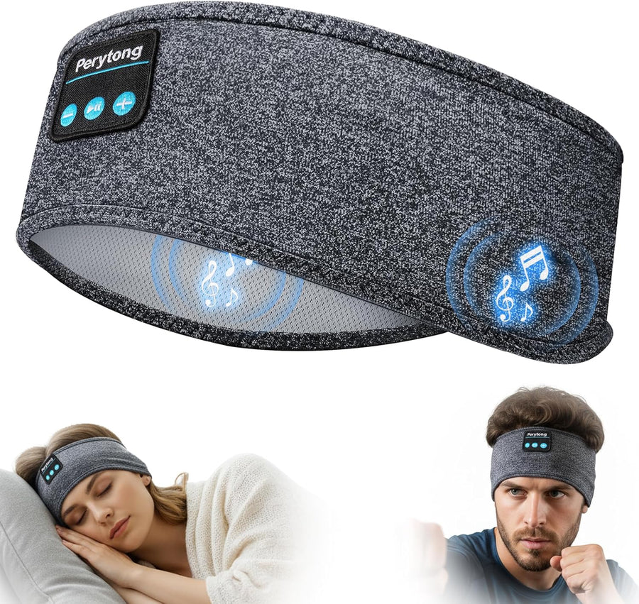Sleep Headphones Bluetooth 5.4, Sleeping Headphones with Built-In Stereo Speakers, Wireless Earphones for Comfortable Sleep Listening, Soft & Sweat-Proof Sports for Workout