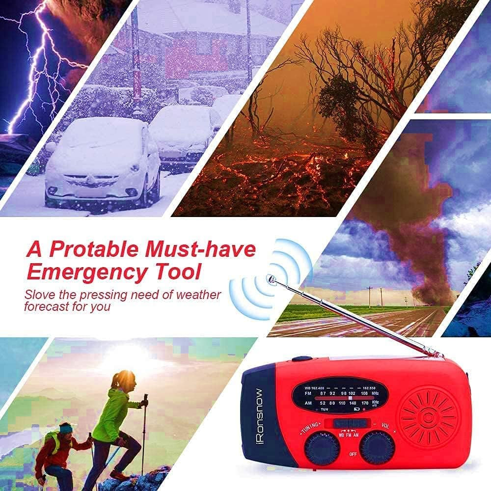 Solar Emergency Hand Crank Weather Radio, 2000Mah NOAA AM/FM