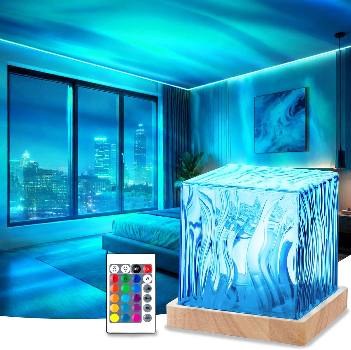 Northern Lights Projector,4.5" Aurora Light Projector Luminorthe Cube Lamp Mood Ambient Lighting with 16 Colors and Aurora Drift Effects for Room Decor Teen Girl Gifts Classroom